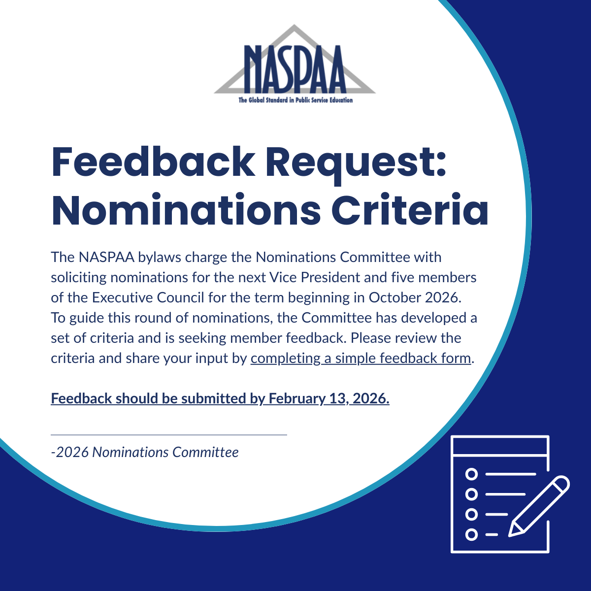 Feedback request: Nominations Criteria