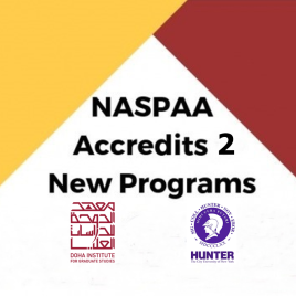 Image contains the title "NASPAA Accredits 2 New Programs" and the logos for the 2 universities.