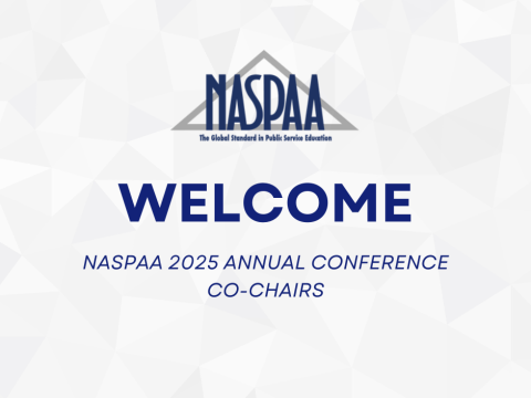 NASPAA Logo, Welcome 2025 NASPAA Co Chairs
